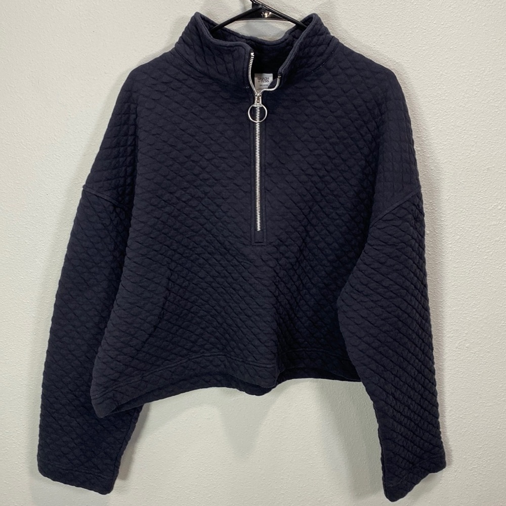 Smash + Tess FINLEY LONG SLEEVE TOP‎ MIDNIGHT BLACK quilted pullover sweatshirt